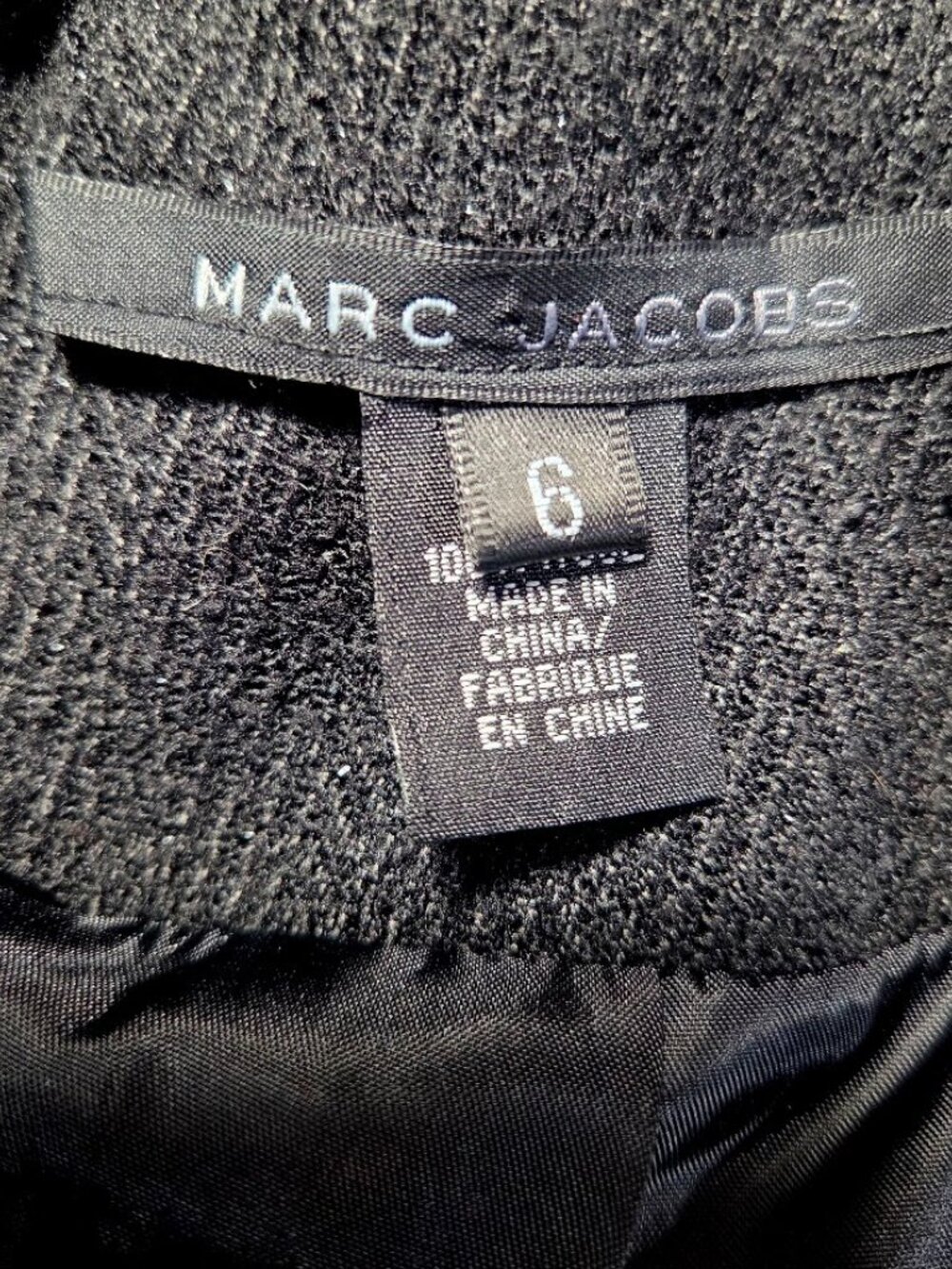 Marc Jacobs Women Black 100% Wool Velvet Lace Trim Trench Coat Jacket Size 6 - Picture 4 of 16